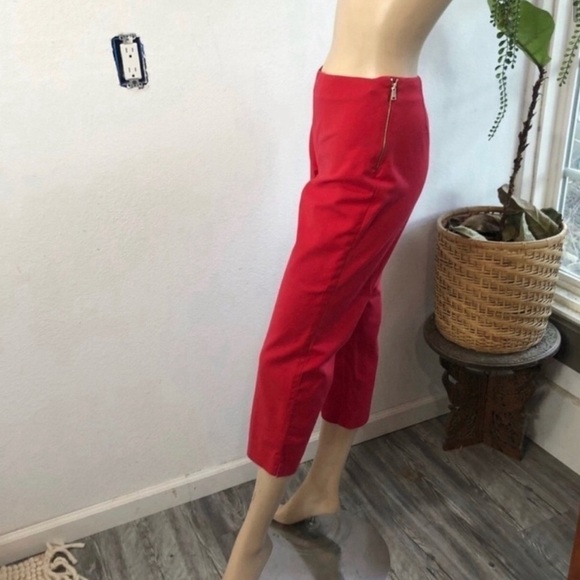 ST.John red ankle crop pants red side zipper size:4 - Picture 5 of 16